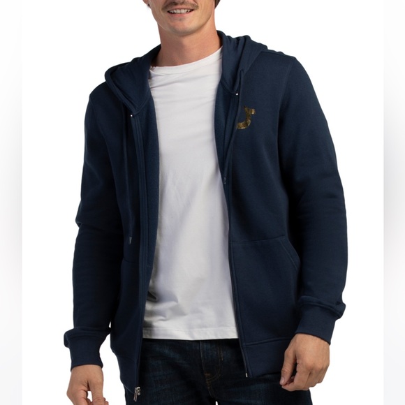 True Religion Dress Blue HS Dome Zip Hoodie with Gold Tag Size-XL NWT